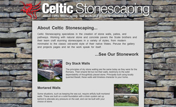 celticstonescaping.com - budget conscious work portfolio site with search engine optimization as focus