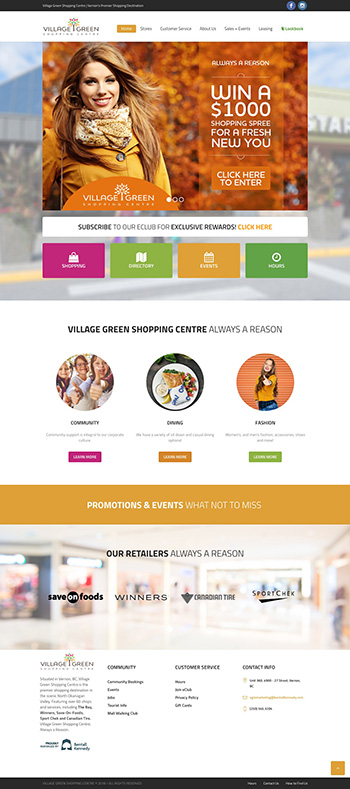 villagegreencentre.ca - with CreativeExcellence, adapted template focusing on mobility and search engine optimization (SEO)